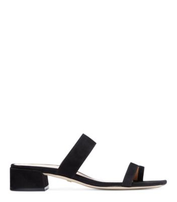 Stuart Weitzman,Maisie 35 Toe Ring Sandal,Slide,Suede,Black