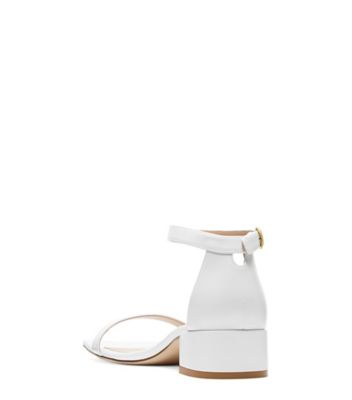 Stuart Weitzman,NUDISTJUNE SQUARE,Sandal,Smooth Leather,White,Back View