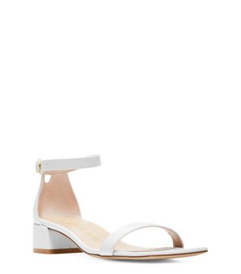 Stuart Weitzman,NUDISTJUNE SQUARE,Sandal,Cuir,Blanc,Side View