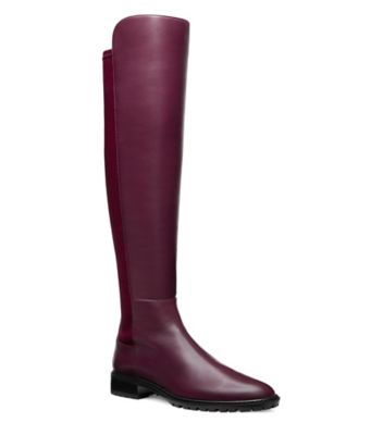 Stuart Weitzman,CITY BOOT,Nappa Leather,Leather,Rubber,Boots,Mixed Media,Flexible,Casual,Maroon,Side View