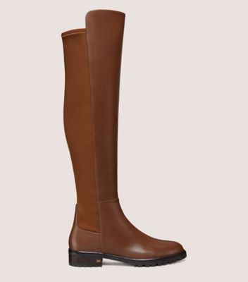 Stuart Weitzman,CITY BOOT,Leather,Nappa Leather,Rubber,Boots,Mixed Media,Flexible,Casual,Brown,Front View