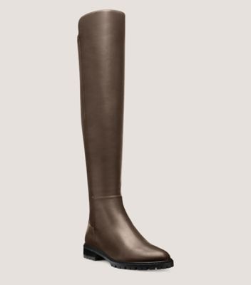 Stuart Weitzman,CITY BOOT,Leather,Nappa Leather,Rubber,Boots,Mixed Media,Flexible,Casual,Brown,Side View