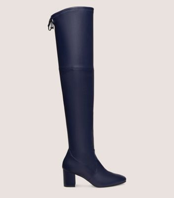 Stuart Weitzman,GENNA 60 CITY BOOT,Rubber,Nappa Leather,Leather,Boots,Tie Belt,Flexible,Day Party,Navy