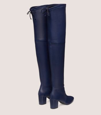 Stuart Weitzman,GENNA 60 CITY BOOT,Rubber,Nappa Leather,Leather,Boots,Tie Belt,Flexible,Day Party,Navy