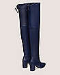 Stuart Weitzman,GENNA 60 CITY BOOT,Boot,Stretch Nappa Leather,Navy Blue,Back View