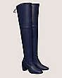 Stuart Weitzman,GENNA 60 CITY BOOT,Boot,Stretch Nappa Leather,Navy Blue,Angle View