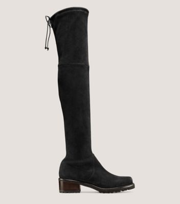 Stuart Weitzman,Botte Blaire City,Boot,Suède extensible,Noir,Front View
