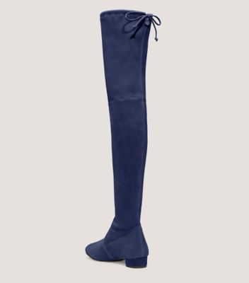 Stuart Weitzman,Botte Genna City 25,Boot,Suède extensible,Bleu marine,Back View