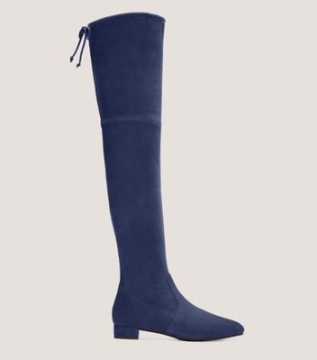 Stuart Weitzman,Genna 25 City Boot,Boot,Stretch suede,Navy Blue,Front View