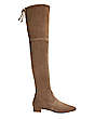 Stuart Weitzman,Genna 25 City Boot,Boot,Stretch suede,Taupe,Front View