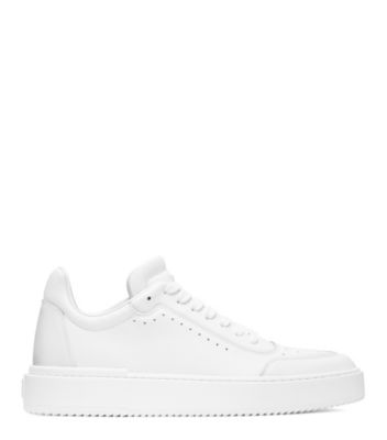 Stuart Weitzman,Ryan Low-Top Sneaker,Sneaker,Action leather,White & Clear,Front View