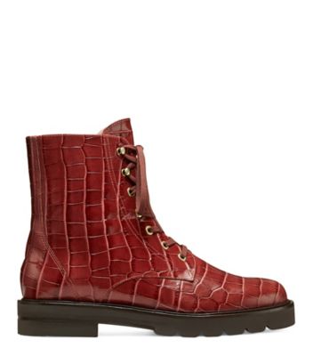 Stuart Weitzman,Bottine Mila Lift,Bootie,Cuir embossé en crocodile,Cardamome,Front View