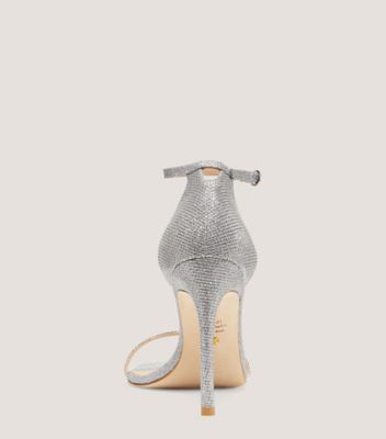 Stuart Weitzman,Sandale à sangle Nudistsong,Sandal,Nouveau noir,Argent,Back View