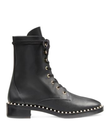 Ideal Shoes Mandy Lace Up Mid Calf Boots in Black