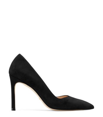 Stuart Weitzman,Pump,Suede,Black,Front View