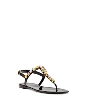 Stuart Weitzman,Sandale à gemmes Jelly,Sandal,Caoutchouc brillant,Noir,Side View