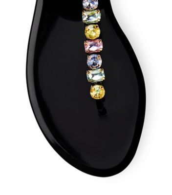 Stuart Weitzman,Sandale à gemmes Jelly,Sandal,Caoutchouc brillant,Noir,top down View