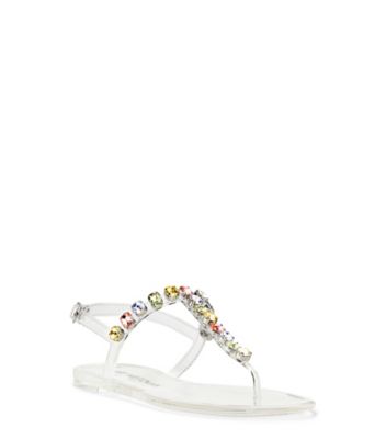 Stuart Weitzman,Sandale à gemmes Jelly,Sandal,Caoutchouc brillant,Transparent,Side View