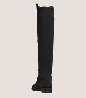 Stuart Weitzman,KEELAN CITY BOOT,Leather,Nappa Leather,Rubber,Boots,Logo,Metal,Mixed Media,Flexible,Casual,Black,Back View
