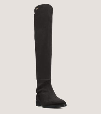 Stuart Weitzman,KEELAN CITY BOOT,Rubber,Suede,Boots,Logo,Mixed Media,Metal,Flexible,Casual,Black,Side View