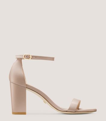 Stuart Weitzman,NEARLYNUDE,Sandal,Smooth Leather,Dolce Taupe,Front View