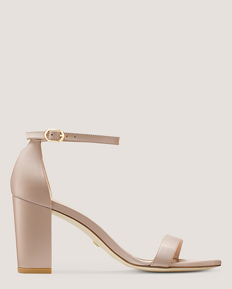 Stuart Weitzman,NEARLYNUDE STRAP SANDAL,Sandal,Leather,Dolce Taupe,Front View