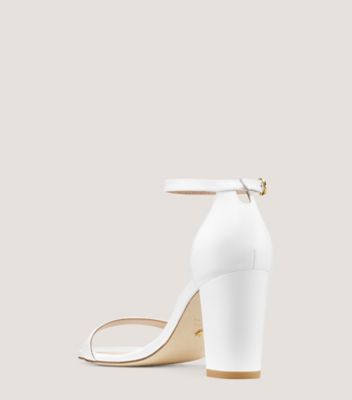 Stuart Weitzman,NEARLYNUDE,Leather,Sandals,Traction,Day Party,White,Back View