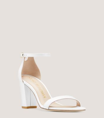 Stuart Weitzman,NEARLYNUDE,Sandal,Smooth Leather,White,Side View