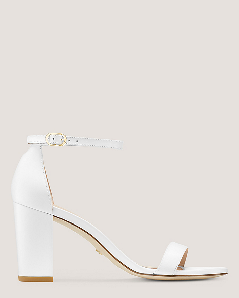 Stuart Weitzman,NEARLYNUDE,Sandal,Leather,White,Front View