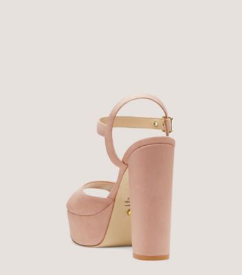 Stuart Weitzman,Ryder 95 Platform Sandal,Sandal,Suede,Adobe Beige,Back View