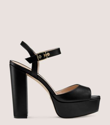 Stuart Weitzman,Sandale à plateforme Ryder 95,Sandal,Cuir,Noir,Front View