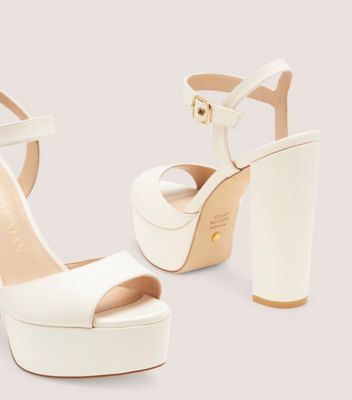 Stuart Weitzman,RYDER 95 PLATFORM SANDAL,Leather,Sandals,Traction,Party,Cream