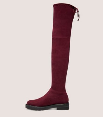 Stuart Weitzman,Lowland Lift,Boot,Suède extensible,Cabernet