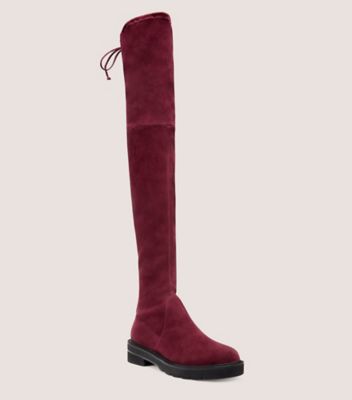 Stuart Weitzman,Lowland Lift,Boot,Stretch suede,Cabernet,Side View