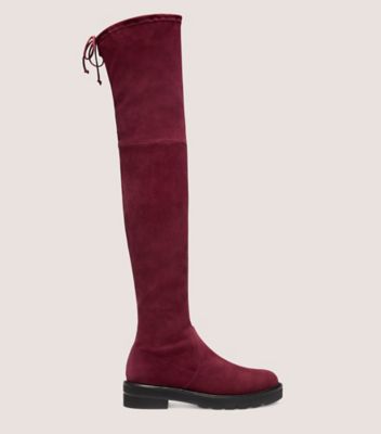 Stuart Weitzman,Lowland Lift,Boot,Stretch suede,Cabernet,Front View