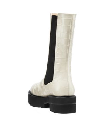 Stuart Weitzman,Bottine Presley Ultralift,Bootie,Cuir embossé en crocodile,AVOINE