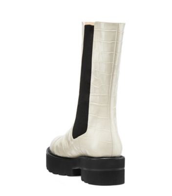 Stuart Weitzman,Presley Ultralift Bootie,Bootie,Croc embossed leather,Oat,Back View