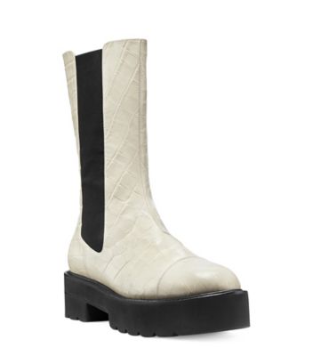 Stuart Weitzman,Bottine Presley Ultralift,Bootie,Cuir embossé en crocodile,AVOINE