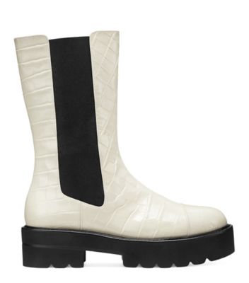 Stuart Weitzman,Bottine Presley Ultralift,Bootie,Cuir embossé en crocodile,AVOINE