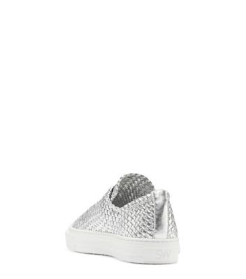 Stuart Weitzman,Espadrille Basse Wova,Sneaker,Tissu tissé métallique,Argent