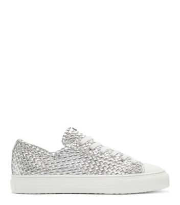 Stuart Weitzman,Espadrille Basse Wova,Sneaker,Tissu tissé métallique,Argent