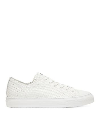 Stuart Weitzman,ESPADRILLE BASSE WOVA,Sneaker,Cuir tissé,Crème