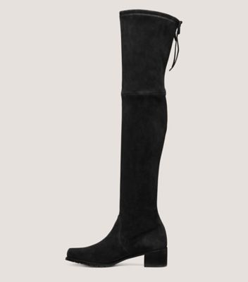 Stuart Weitzman,Midland,Boot,Suède extensible,Noir