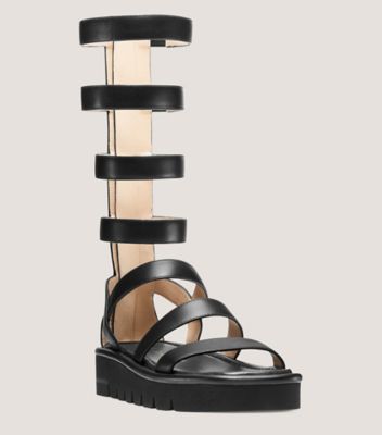 Stuart Weitzman,Gala Lift Tall Sandal,Sandal,Leather,Black,Side View