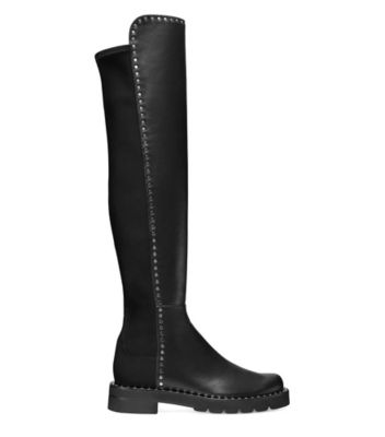 Stuart Weitzman,BOTTE 5050 LIFT À CLOUS,Boot,Cuir,Noir,Front View