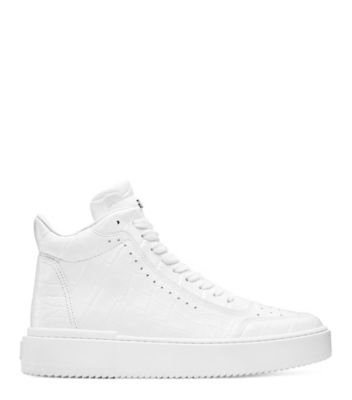 Stuart Weitzman,ESPADRILLE HAUTE RYAN,Sneaker,Cuir embossé en crocodile,Réception De Mariage,Voyage De Noces,Blanc