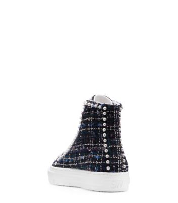 Stuart Weitzman,OLLIE MINI PEARL HIGH-TOP SNEAKER,