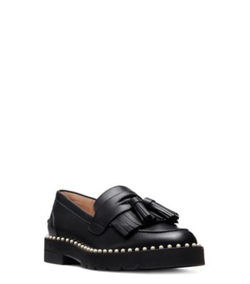 Stuart Weitzman,Mila Lift Pearl Loafer,Loafer,Leather,Black