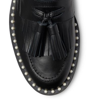 Stuart Weitzman,Mila Lift Pearl Loafer,Loafer,Leather,Black