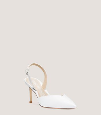 Stuart Weitzman,Julia 75 Slingback Pump,Pump,Leather,Rehearsal Dinner,White,Side View